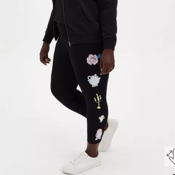 NWT Torrid Disney Alice In Wonderland & Beauty & The Beast Crop Leggings 3X - Picture 11 of 12